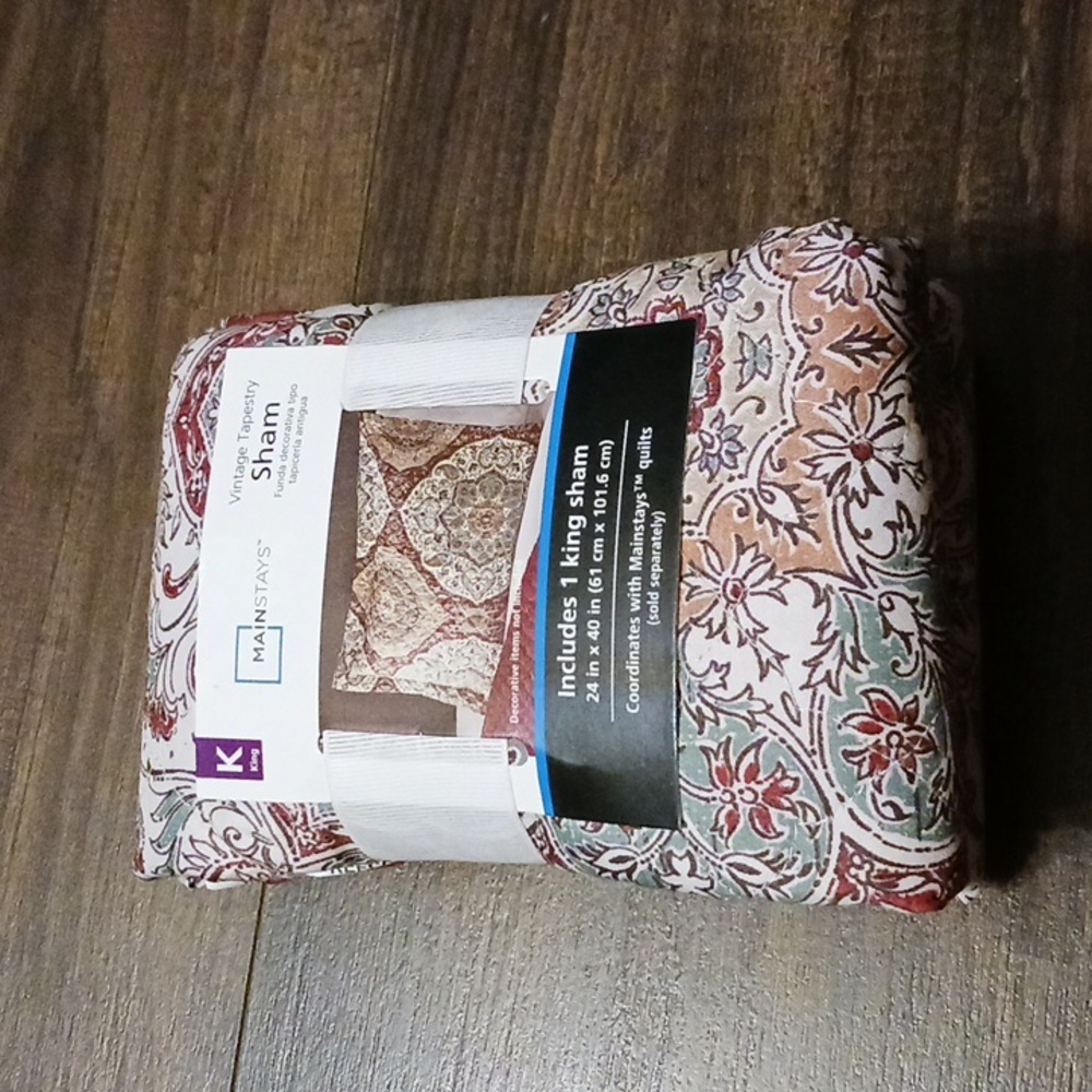 Mainstays One King Sham Vintage Tapestry  Polyester New